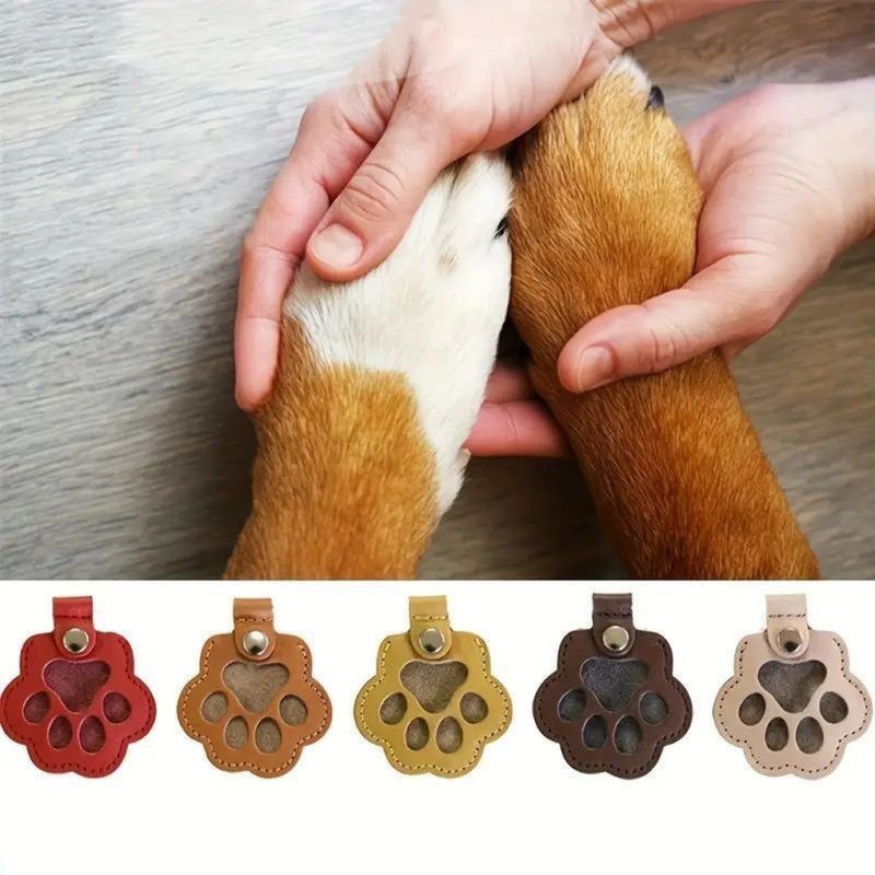 Cat Paw Pet Hair Memorial Keychain, Keepsake Bag Charm for Pet Fur Storage—White and Blue