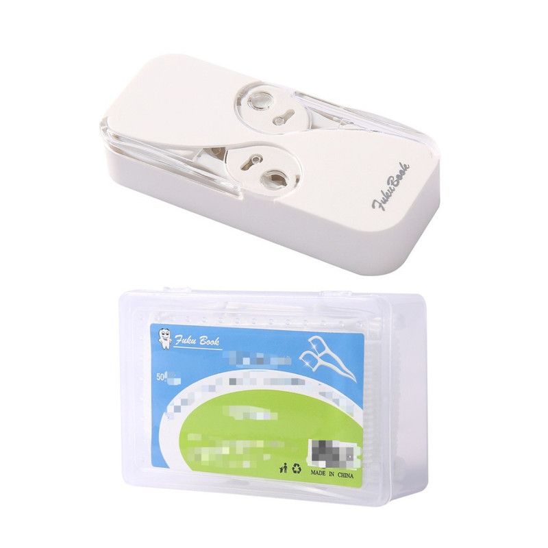 Portable Automatic Floss Dispenser, Travel Disposable Dental Floss Storage Box—White