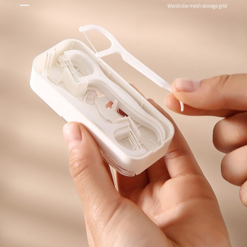 Portable Automatic Floss Dispenser, Travel Disposable Dental Floss Storage Box—White