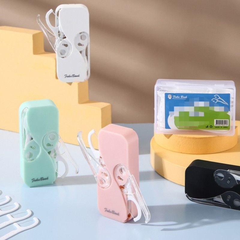 Portable Automatic Floss Dispenser, Travel Disposable Dental Floss Storage Box—White