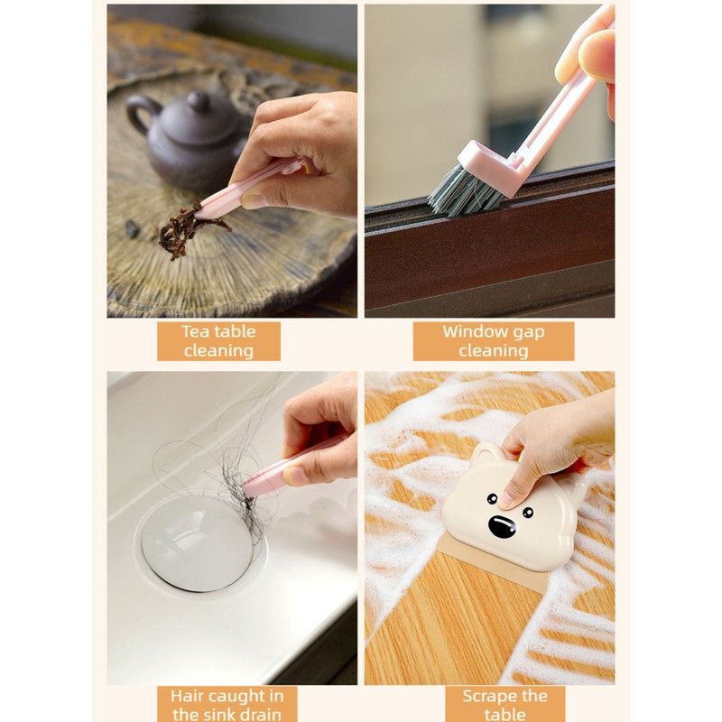 5-in-1 Cleaning Squeegee, Multi-purpose Cleaner for Countertops, Glass, and Gaps—Pink