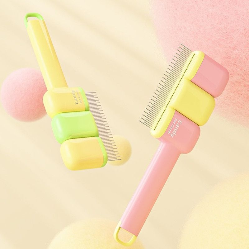 Pet Comb, Universal for Cats & Dogs, Dense Pin Comb for Tangles & Loose Fur—Pink