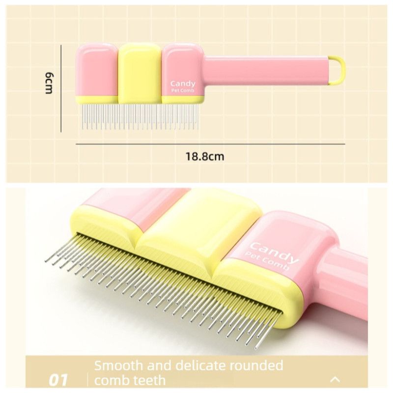 Pet Comb, Universal for Cats & Dogs, Dense Pin Comb for Tangles & Loose Fur—Purple