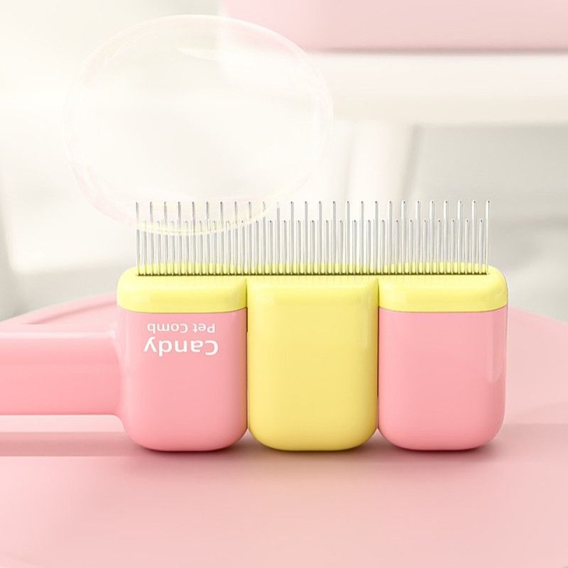 Pet Comb, Universal for Cats & Dogs, Dense Pin Comb for Tangles & Loose Fur—Yellow