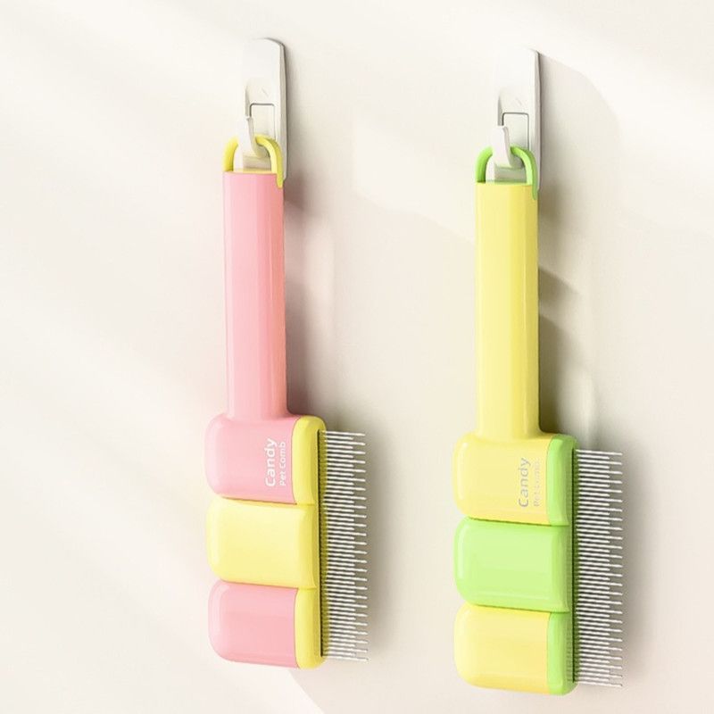 Pet Comb, Universal for Cats & Dogs, Dense Pin Comb for Tangles & Loose Fur—Yellow