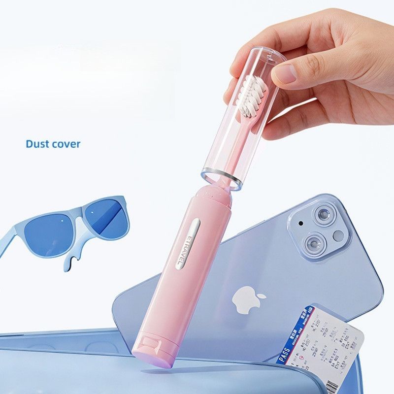 Travel Integrated Toothbrush, 2-in-1 Portable Soft Toothbrush with Built-in Toothpaste Dispenser—Gray