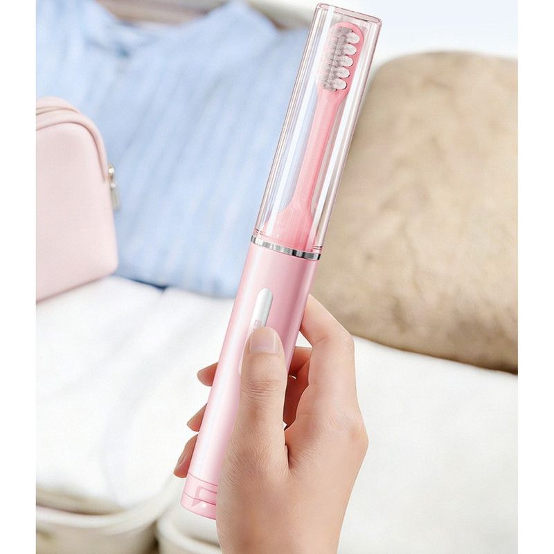 Travel Integrated Toothbrush, 2-in-1 Portable Soft Toothbrush with Built-in Toothpaste Dispenser—Gray