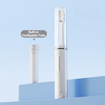 Travel Integrated Toothbrush, 2-in-1 Portable Soft Toothbrush with Built-in Toothpaste Dispenser—White