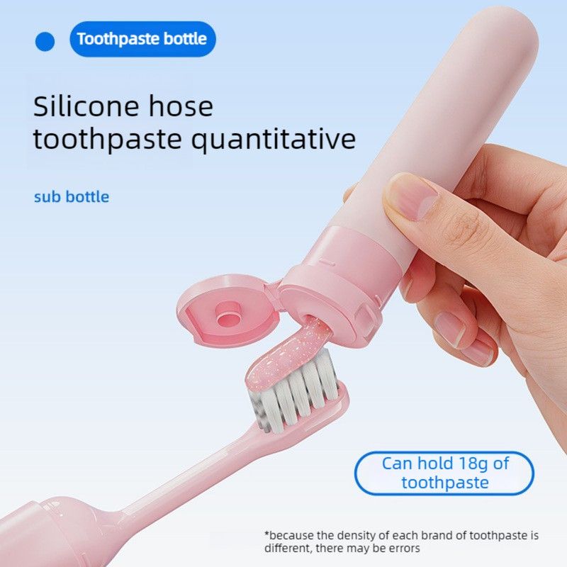 Travel Integrated Toothbrush, 2-in-1 Portable Soft Toothbrush with Built-in Toothpaste Dispenser—White