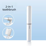 Portable 2-in-1 Orthodontic Toothbrush, Soft-Bristle Interdental Brush for Travel—Gray