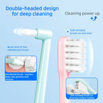 Portable 2-in-1 Orthodontic Toothbrush, Soft-Bristle Interdental Brush for Travel—Gray