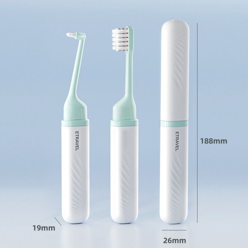 Portable 2-in-1 Orthodontic Toothbrush, Soft-Bristle Interdental Brush for Travel—Gray
