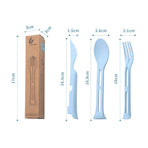 Wheat Straw 3-in-1 Portable Tableware Set, Knife, Fork, and Spoon, Nordic Style, Student Gift Cutlery—Green