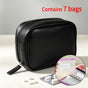 Waterproof Pill Pouch Set, Portable PU Medicine Storage Bag Travel Pill—7 Pill Pouches—Black