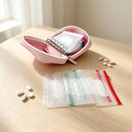 Waterproof Pill Pouch Set, Portable PU Medicine Storage Bag Travel Pill—7 Pill Pouches—Black