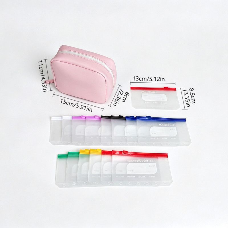 Waterproof Pill Pouch Set, Portable PU Medicine Storage Bag Travel Pill—7 Pill Pouches—Black