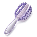 2-in-1 Hair Washing Comb, Soft Rubber Wide-Tooth Scalp Massager—Purple