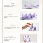2-in-1 Hair Washing Comb, Soft Rubber Wide-Tooth Scalp Massager—Purple