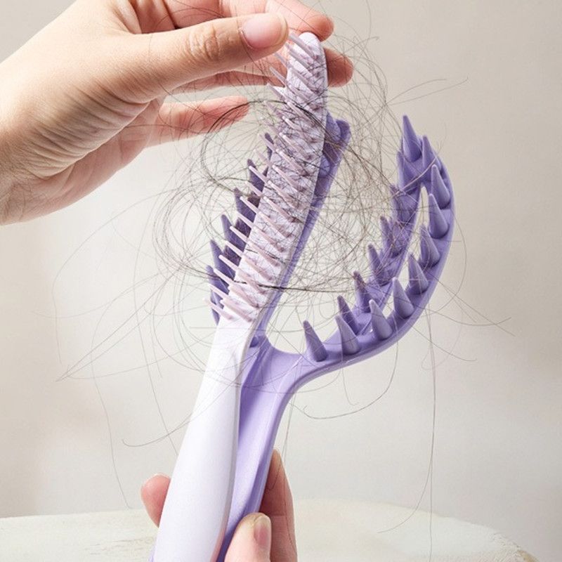 2-in-1 Hair Washing Comb, Soft Rubber Wide-Tooth Scalp Massager—Purple