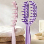2-in-1 Hair Washing Comb, Soft Rubber Wide-Tooth Scalp Massager—Purple