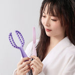 2-in-1 Hair Washing Comb, Soft Rubber Wide-Tooth Scalp Massager—Purple