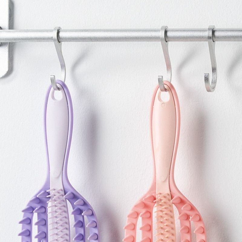 2-in-1 Hair Washing Comb, Soft Rubber Wide-Tooth Scalp Massager—Purple