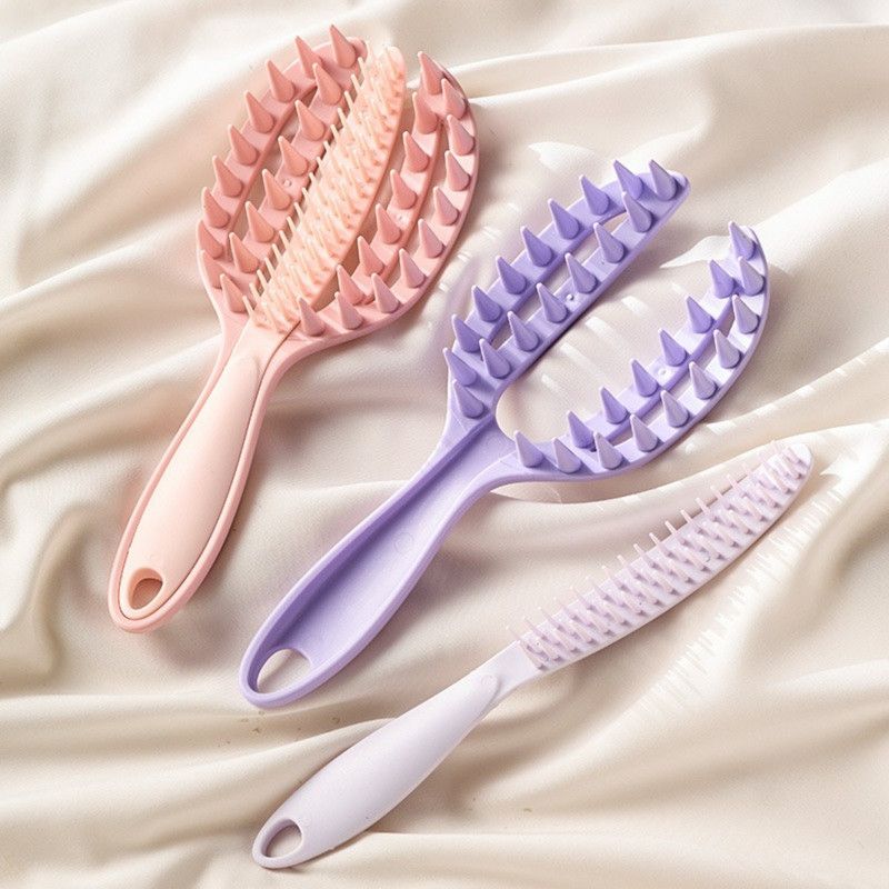 2-in-1 Hair Washing Comb, Soft Rubber Wide-Tooth Scalp Massager—Purple