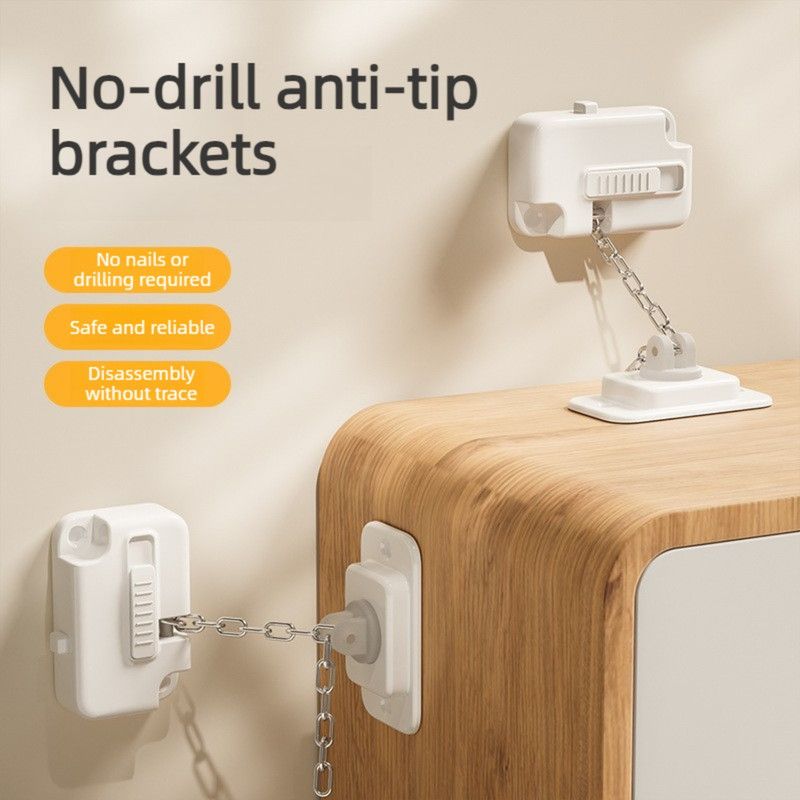 No Drill Furniture Anti-tip Anchor, Safety Cabinet Bookshelf Anti-Fall Lock