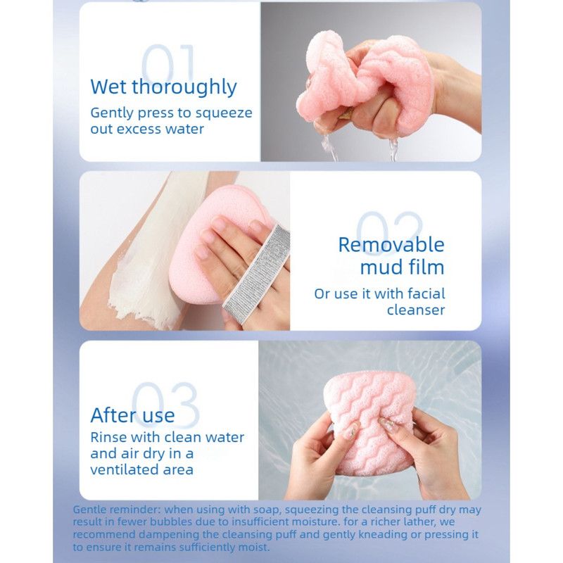 Facial Sponge, Thickened Bath & Makeup Remover Cleaning Sponge—Ultra-Soft Material—Green