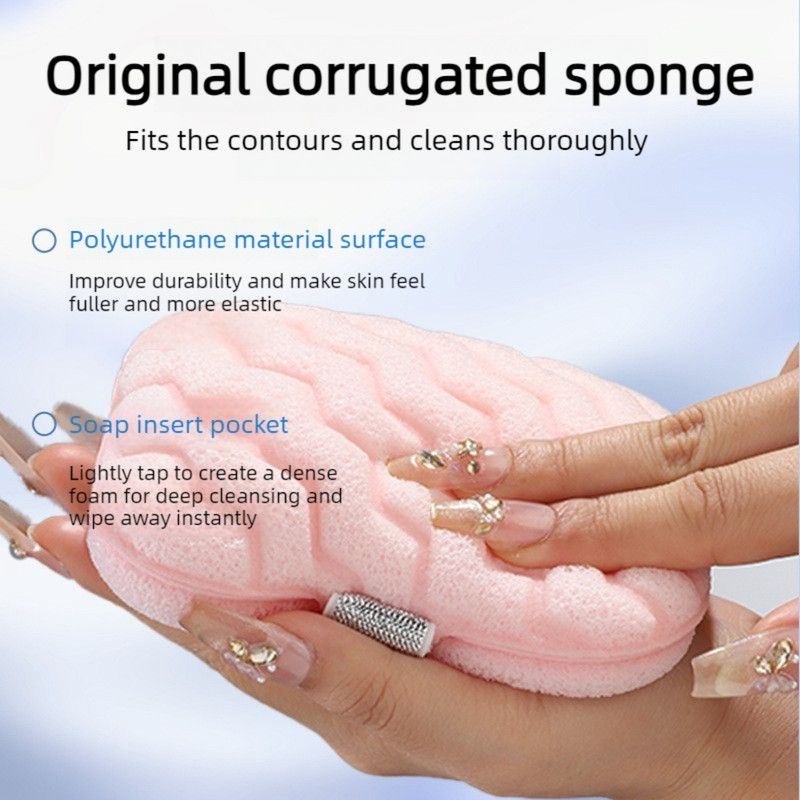 Facial Sponge, Thickened Bath & Makeup Remover Cleaning Sponge—Ultra-Soft Material—Pink