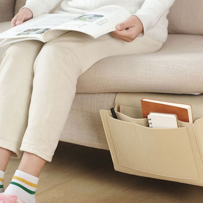 Felt Bedside Storage Hanging Bag, Dorm Bed Organizer, Sofa Side Caddy—Gray