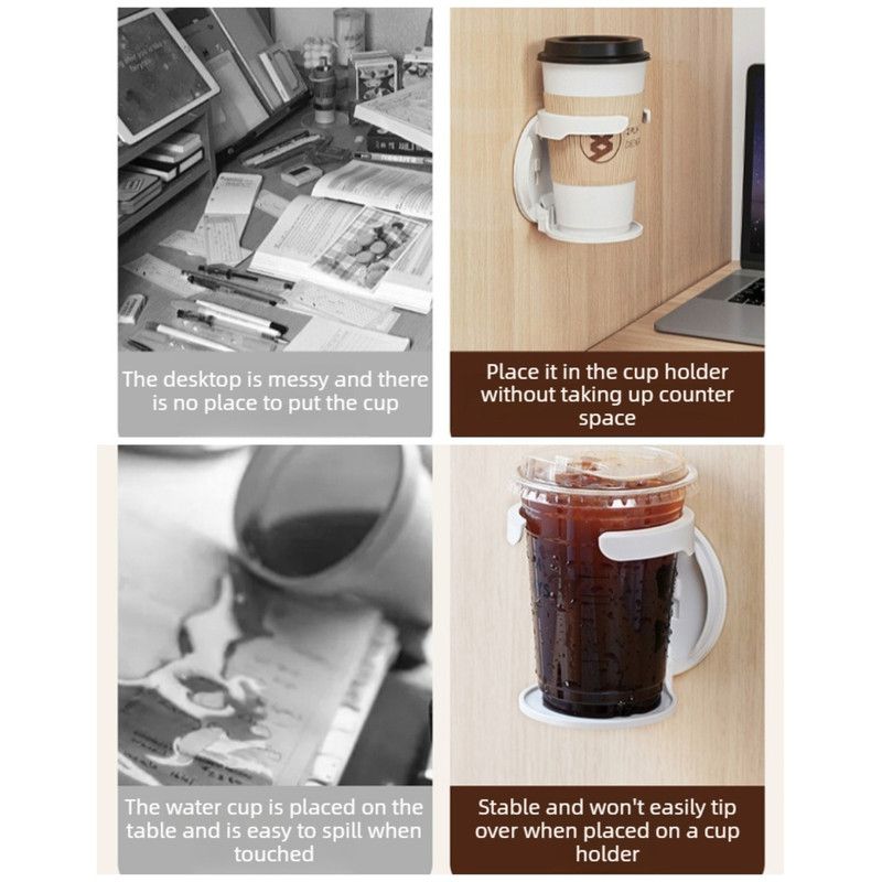 Wall-Mounted Folding Cup Holder, No-Drill Coffee Mug Rack for Desks, Cabinets, and Dorms—Purple