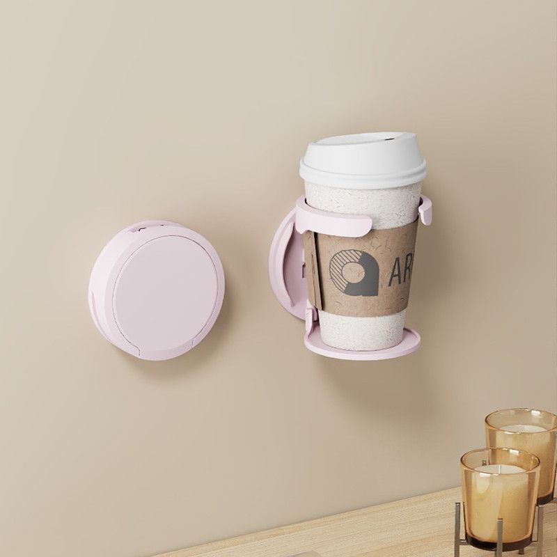 Wall-Mounted Folding Cup Holder, No-Drill Coffee Mug Rack for Desks, Cabinets, and Dorms—Purple