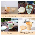 Portable Silicone Collapsible Cup, Travel and Camping Mouthwash Cup—Beige