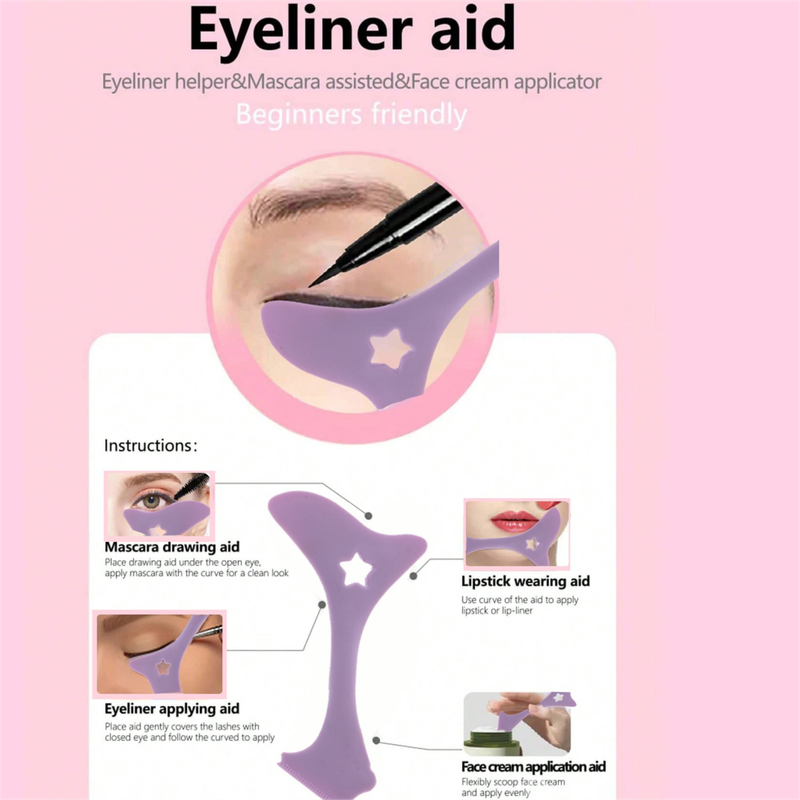 Eye Makeup Aid, 2-in-1 Beauty Tool for Eyeliner, Eyeshadow & Mascara—2-Pack—Pink