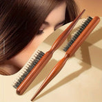 Wooden Tail Comb with Boar Bristle, 3 Rows Styling Brush for Updo & Curly Hair