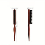 Wooden Tail Comb with Boar Bristle, 3 Rows Styling Brush for Updo & Curly Hair