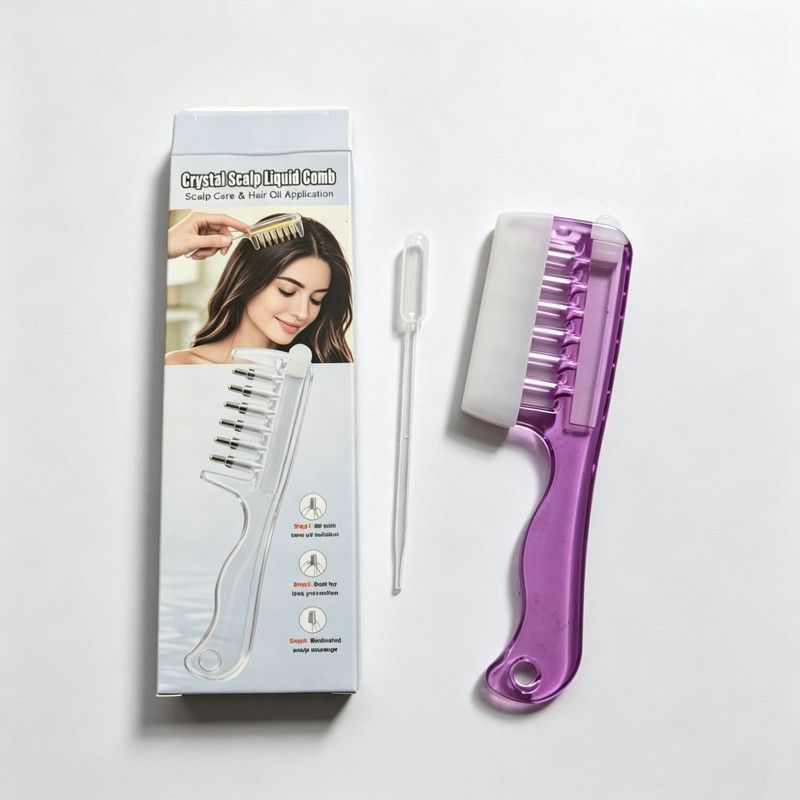 Liquid Guide Comb, Scalp Treatment Applicator for Hair Follicle Care & Head Massage Comb—Purple