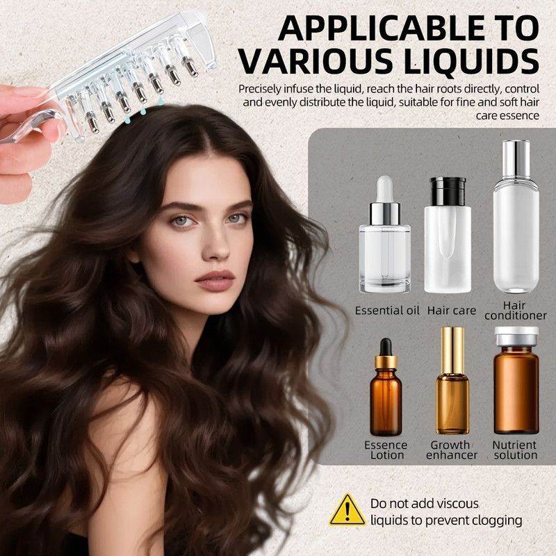 Liquid Guide Comb, Scalp Treatment Applicator for Hair Follicle Care & Head Massage Comb—Purple