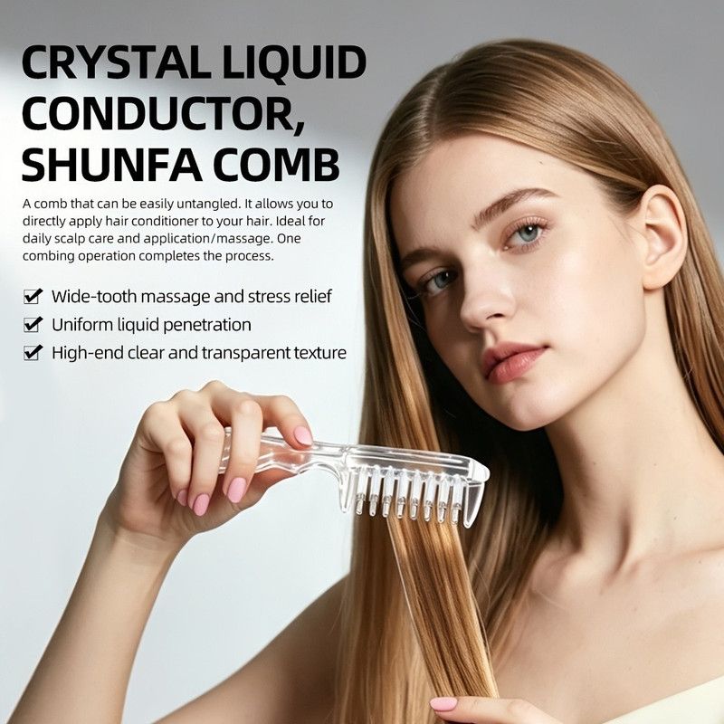 Liquid Guide Comb, Scalp Treatment Applicator for Hair Follicle Care & Head Massage Comb—Purple