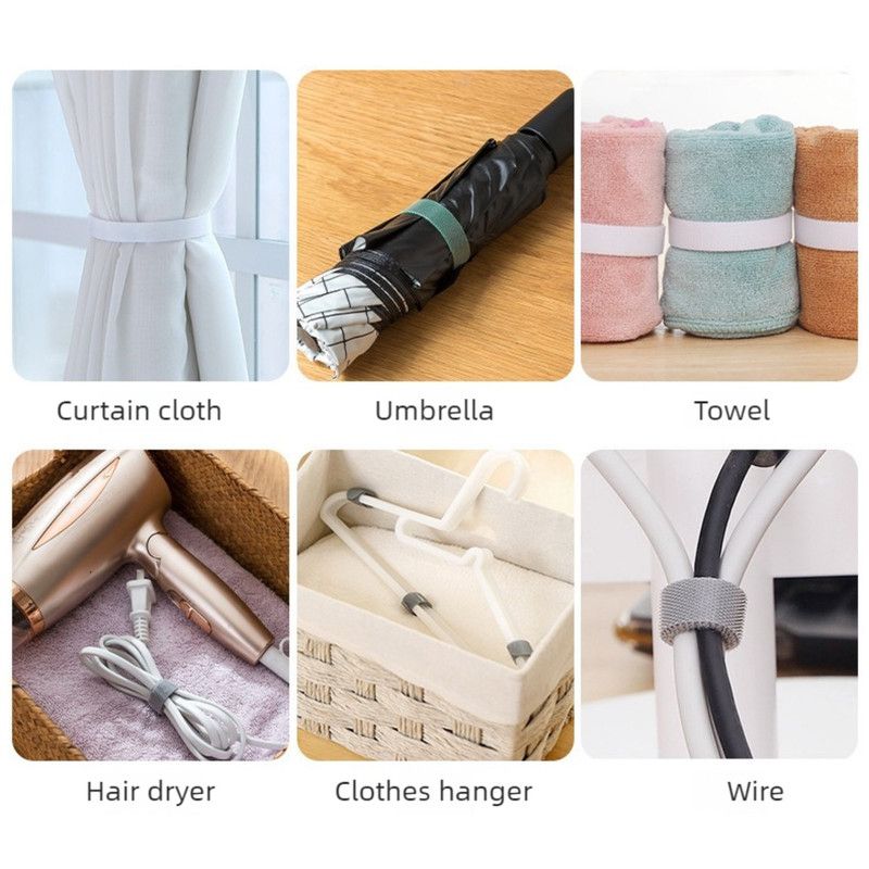 Velcro Cable Ties, Reusable Wire Organizer for Home & Office Cable Management—Gray