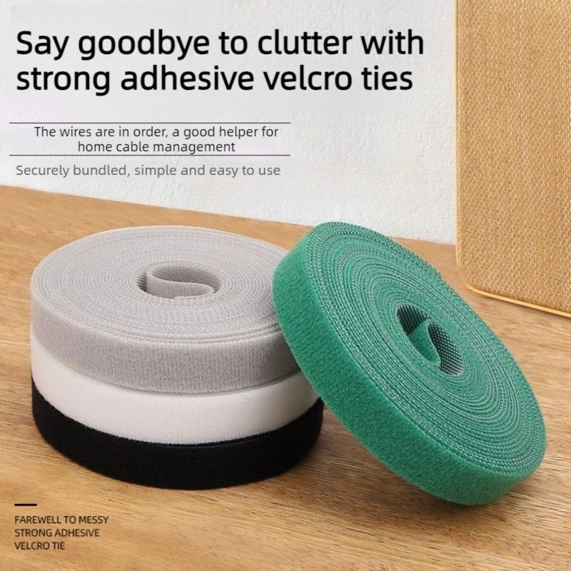 Velcro Cable Ties, Reusable Wire Organizer for Home & Office Cable Management—White