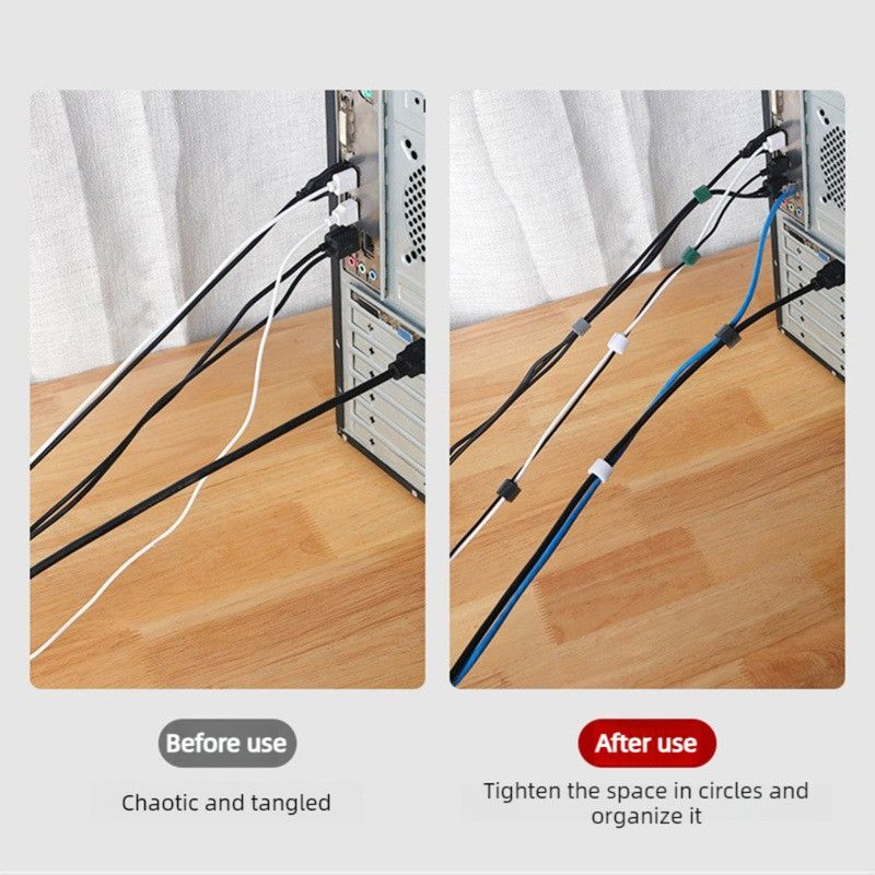 Velcro Cable Ties, Reusable Wire Organizer for Home & Office Cable Management—White