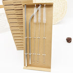 Food-Grade 304 Stainless Steel Drinking Straw Set—1 Straight Straw + 1 Curved Straw