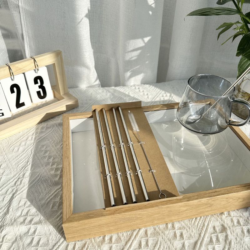 Food-Grade 304 Stainless Steel Drinking Straw Set—4 Straight Straws