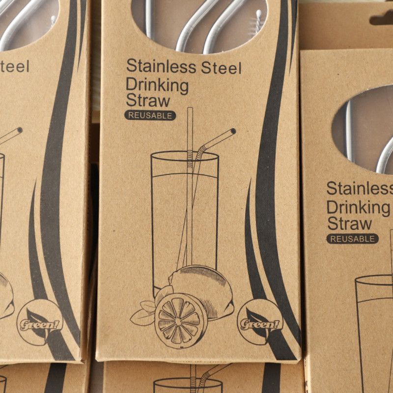 Food-Grade 304 Stainless Steel Drinking Straw Set—4 Straight Straws
