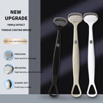3-in-1 Tongue Cleaner, Tongue Scraper Brush for Oral Care & Bad Breath Removal—2-Pack—Black