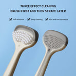 3-in-1 Tongue Cleaner, Tongue Scraper Brush for Oral Care & Bad Breath Removal—2-Pack—Black