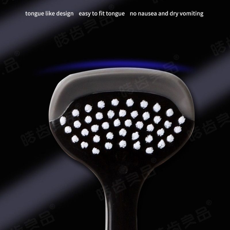 3-in-1 Tongue Cleaner, Tongue Scraper Brush for Oral Care & Bad Breath Removal—2-Pack—Black