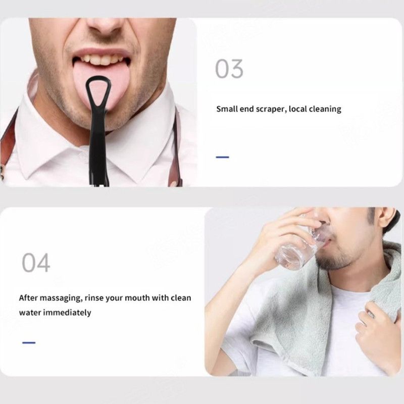 3-in-1 Tongue Cleaner, Tongue Scraper Brush for Oral Care & Bad Breath Removal—2-Pack—Black